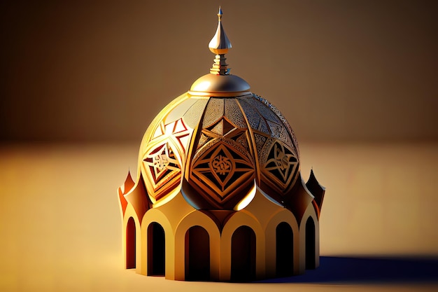 Atrakcyjna Góra Meczetu I Islamski Symbol Renderowania 3D Ładny kolor Generative Ai