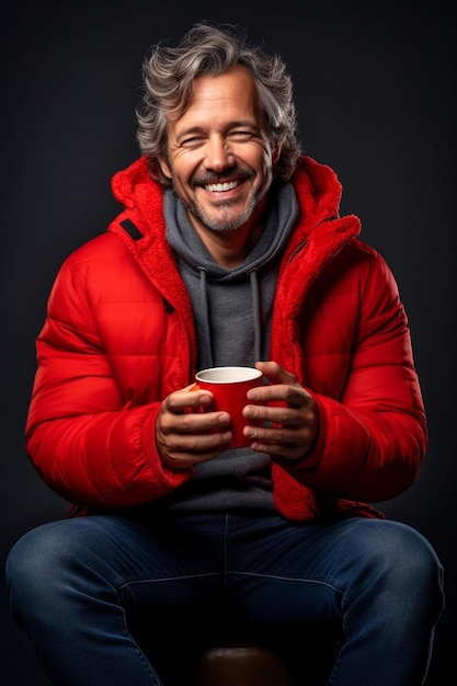 atrakcyjny mężczyzna nalewający sobie filiżankę porannej kawy