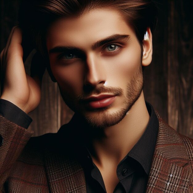 Atrakcyjny model przystojny styl twarzy czarny nowoczesny dorosły młody modny stylowy mężczyzna męski biznes