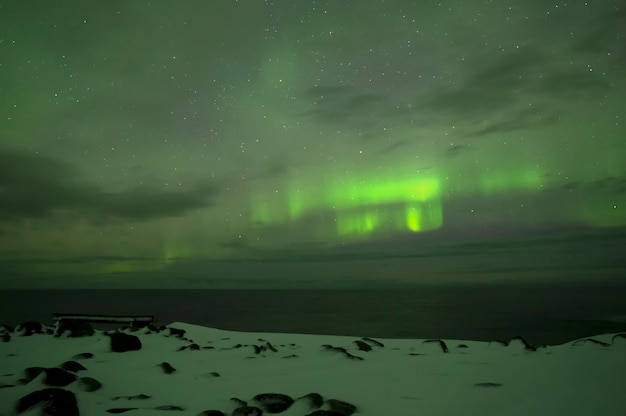 Aurora Borealis. Zorza Polarna. Teriberka. Obwód Murmański. Rosja