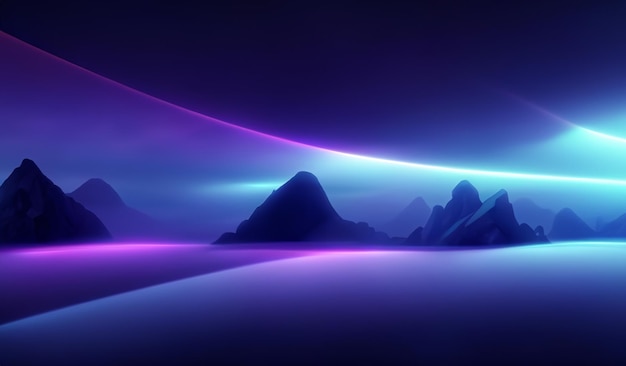 Aurora lekki projekt graficzny abstrakcyjne neonowe światło górskiego krajobrazu