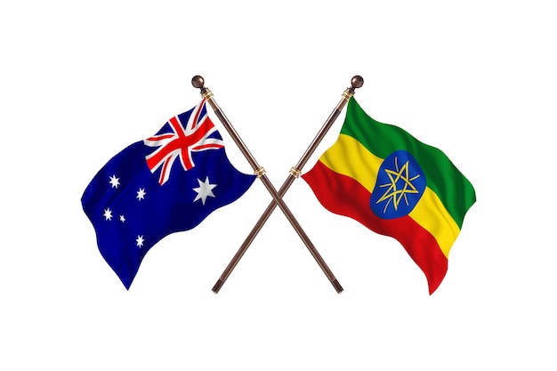 Australia kontra Etiopia Flagi Tło