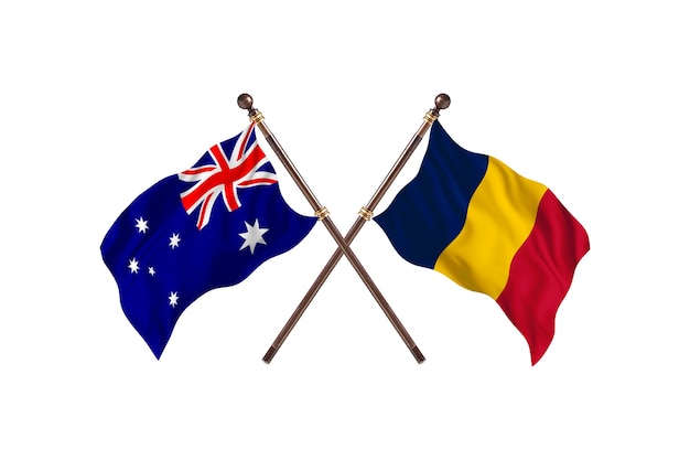 Australia kontra flagi Czadu w tle