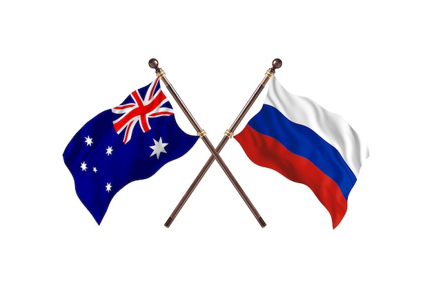 Australia kontra Rosja Flagi w tle