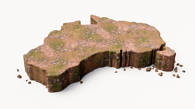 Australia kraj Trawa i tekstura ziemi mapa ilustracja 3d
