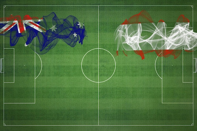 Australia vs Austria Mecz piłki nożnej kolory narodowe flagi narodowe boisko do piłki nożnej gra w piłkę nożną Koncepcja konkurencji Skopiuj miejsce