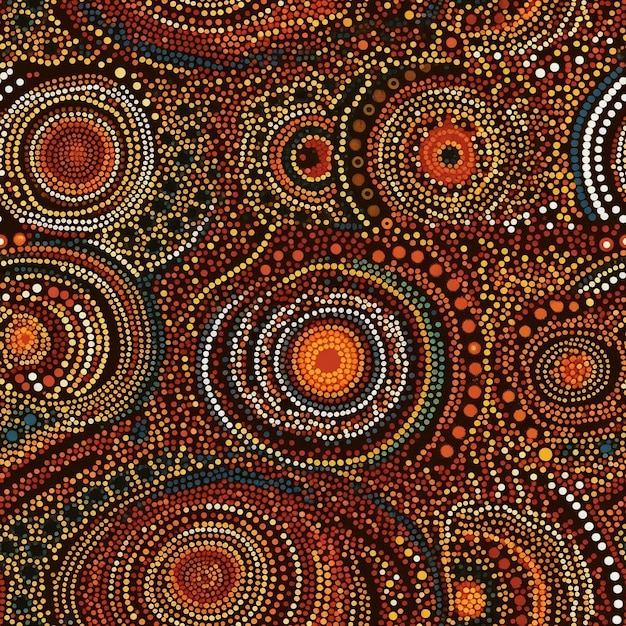 Australijscy Aborygeni tradycyjna kropka sztuka tekstura tło wzór projektowy Generatywne AI