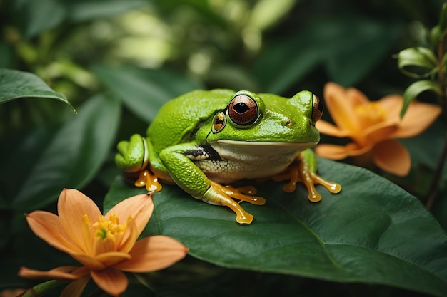 Zdjęcie australijska zielona żaba drzewna dumpy frog