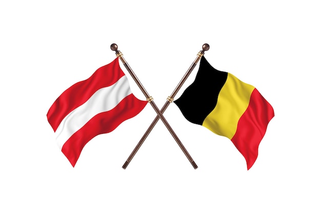 Austria kontra Belgia Tło flagi dwóch krajów