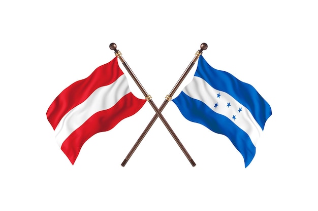 Austria kontra Honduras Tło flagi dwóch krajów