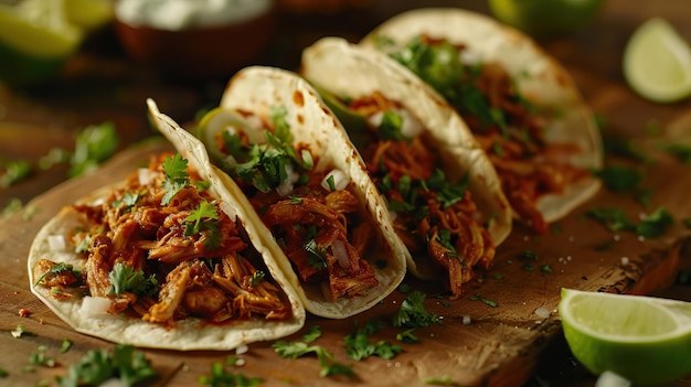 Autentyczne meksykańskie tacos barbacoa carnitas kurczak