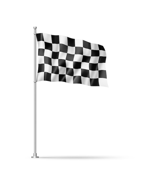 Auto wyścigi mety flaga w szachownicę na białym tle