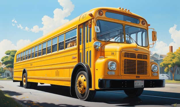 Autobus szkolny z powrotem do szkoły