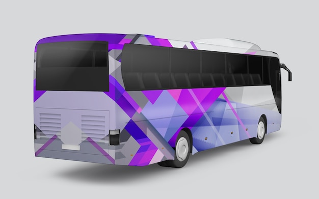autobus z dekoracją o geometrycznych kształtach