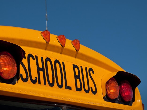Autobusy Szkolne Zaparkowane W Pobliżu Liceum.