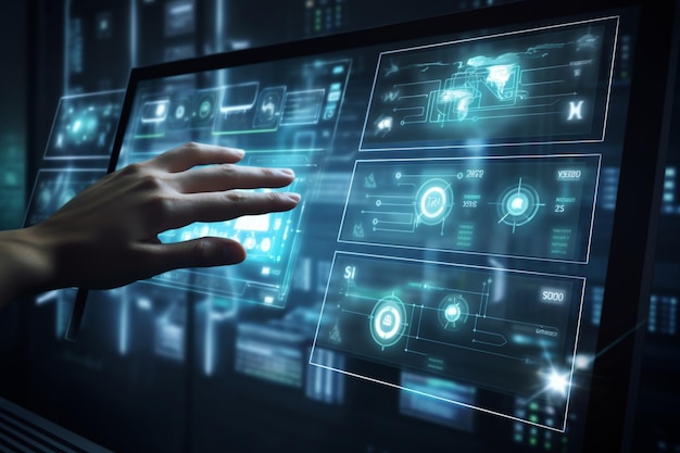 Automatyzacja biznesowa i produkcyjna oraz iot Technologia i koncepcja innowacji na ekranie