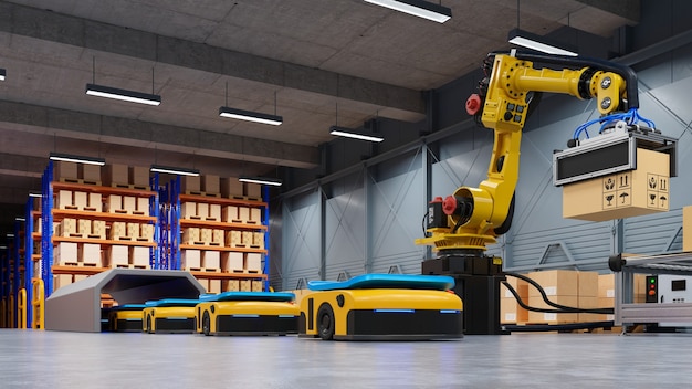 Automatyzacja fabryki z AGV i ramieniem robota w transporcie w celu zwiększenia bezpieczeństwa transportu