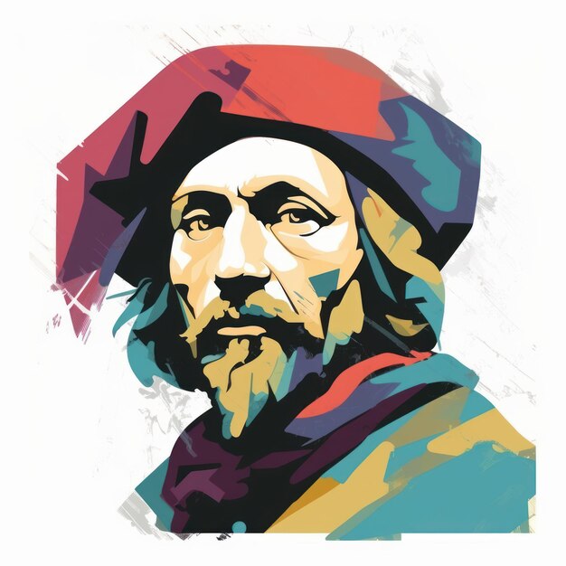 Zdjęcie autoportret kolumba z beretem w odważnych kolorach