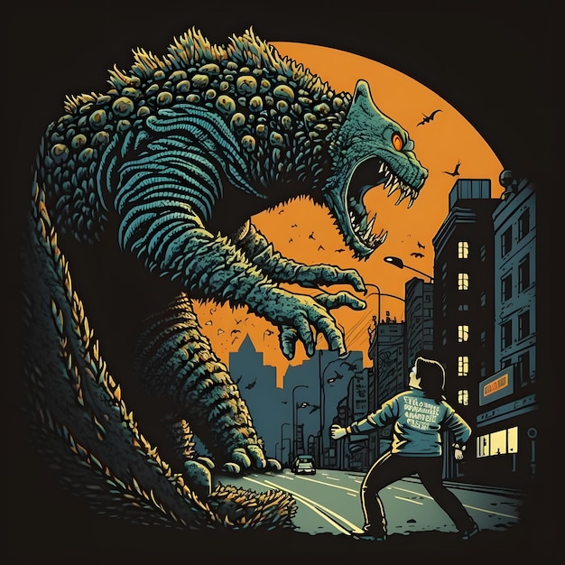 Autorski plakat do filmu godzilla