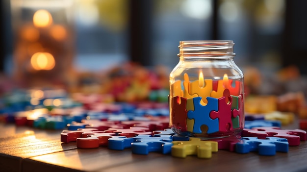 Autyzm koncepcja puzzle sztuka rodzicielstwa