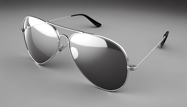 Aviator Style 3D Render klasycznych okularów przeciwsłonecznych Aviator Generative AI