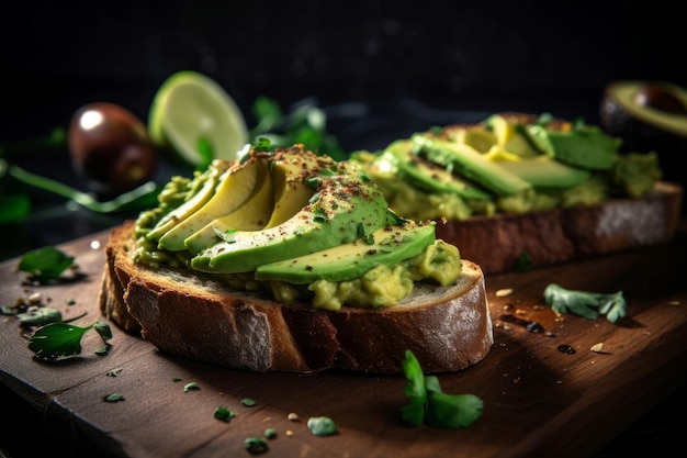 Avocado toast board Slice meal Generate ai