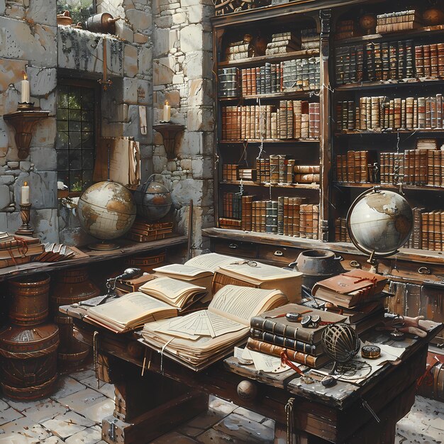 AweInspiring Library Scene Odkryj skarbiec wiedzy