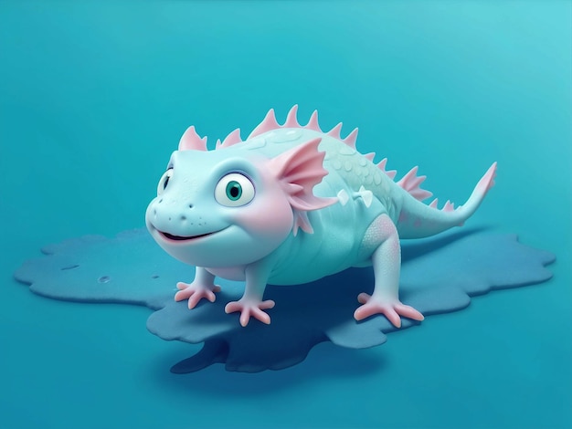 Axolotl pełnego ciała niebieski amp zielony tło