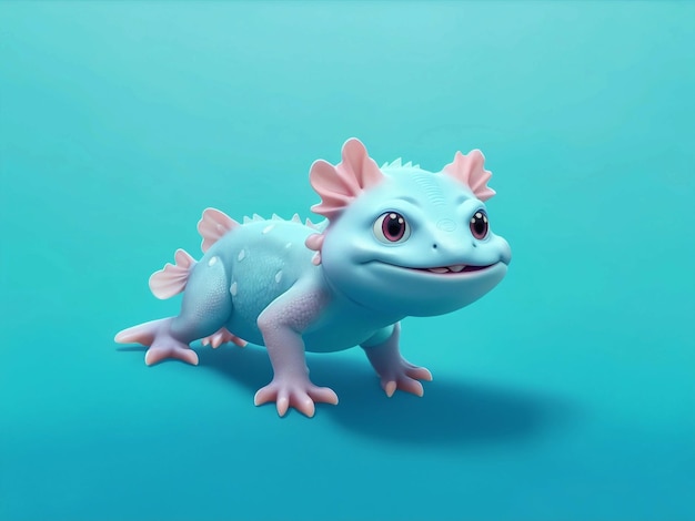 Axolotl pełnego ciała niebieski amp zielony tło