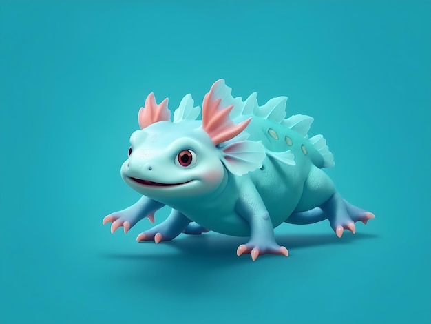 Axolotl pełnego ciała niebieski amp zielony tło