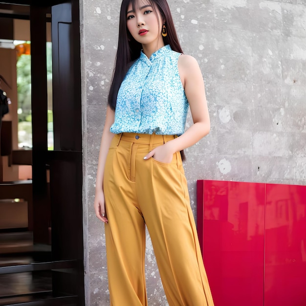 Azjatycka kobieta w chińskim lokalnym stroju, generatywna sztuka autorstwa AI
