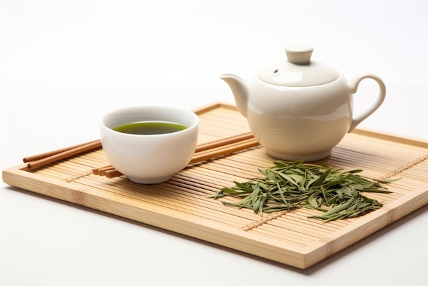 Azjatycka koncepcja herbaty białe filiżanki herbaty zestaw herbaty