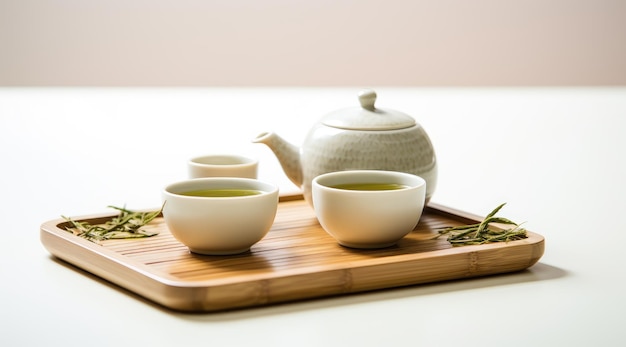 Azjatycka koncepcja herbaty białe filiżanki herbaty zestaw herbaty