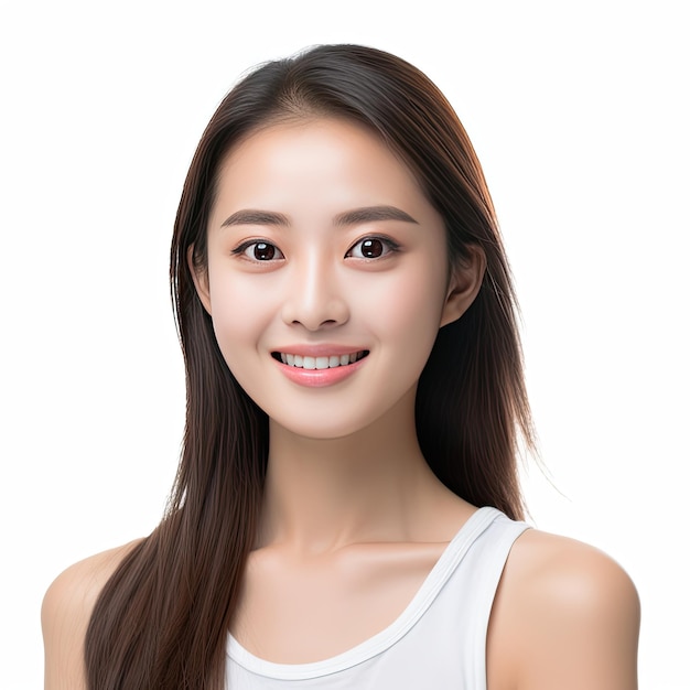 Azjatycka piękna dziewczyna o świeżej i zdrowej twarzy