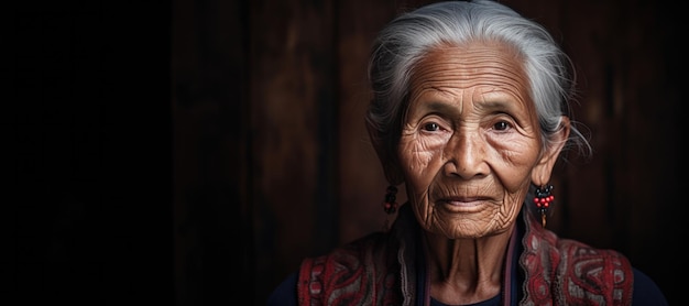 azjatycka starsza kobieta z miejsca na kopię Koncepcja starzenia