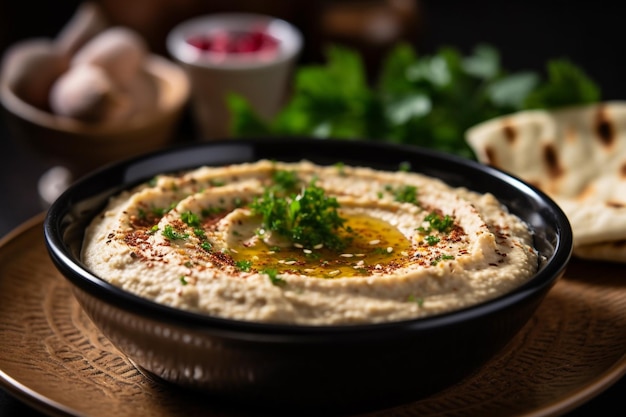 Baba ghanouj na marmurowym tle generatywna ai