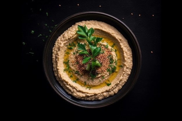 Baba ghanouj na marmurowym tle generatywna ai