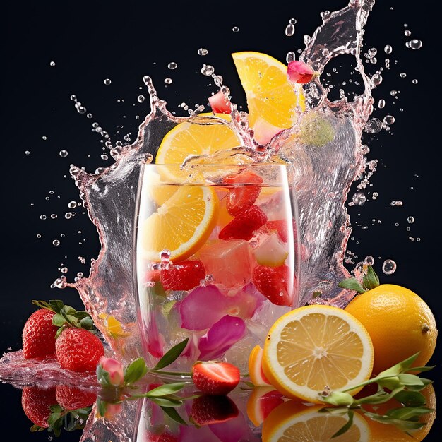 bąbelkowy napój z owocami i wodą