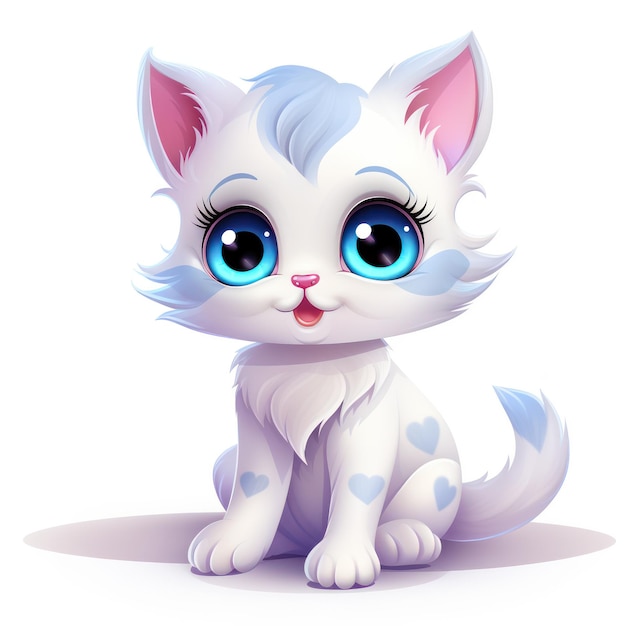 Zdjęcie baby cat cartoon style bright shining eyes kawaii clipart