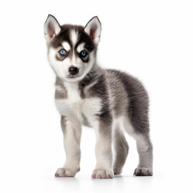 Baby Husky na białym generatywnej AI