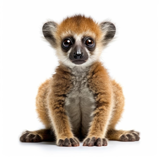 Baby Lemur na białym generatywnej AI