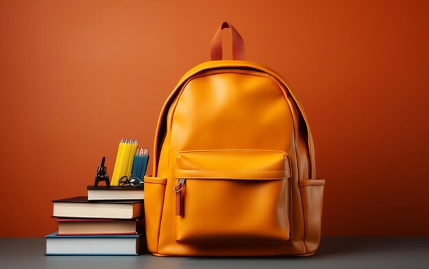 BacktoSchool Concept Backpack i Książki AI