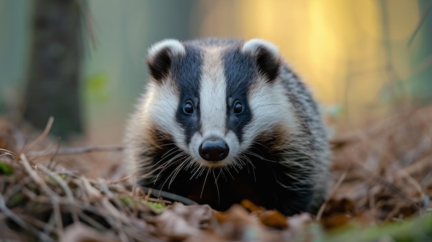 Badger wpatruje się w las