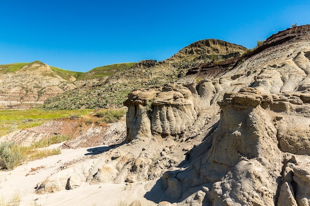 Badlands w Alberta w Kanadzie latem