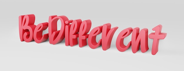 Bądź inny Kaligraficzna fraza i motywacyjne hasło Różowe logo 3d renderowania 3d