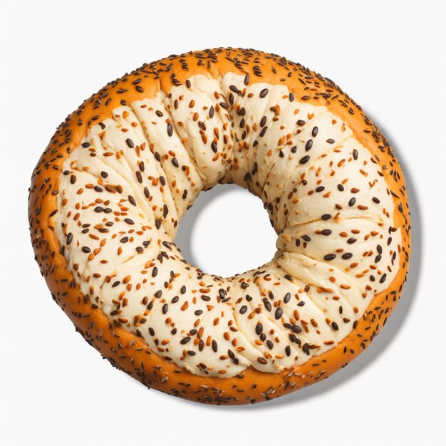 Bagel z nasionami sezamu wyizolowanymi na białym tle