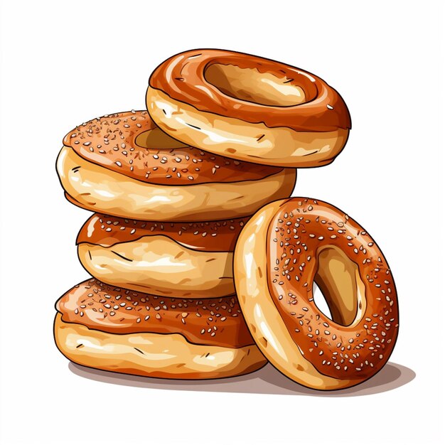 Zdjęcie bagels 2d ilustracja wektorowa kreskówka na białym tle