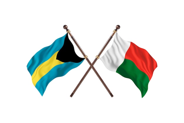 Bahamy kontra Madagaskar Tło flagi dwóch krajów