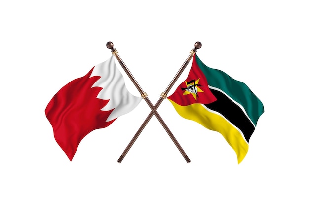 Bahrajn kontra Mozambik Flagi dwóch krajów w tle