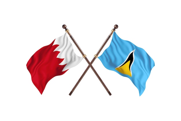 Bahrajn kontra Saint Lucia Flagi dwóch krajów w tle